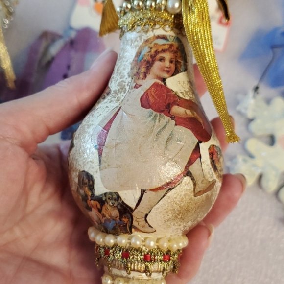 •Lot of 10 handcrafted Christmas Holiday ornaments•Snowman•Victorian•Santa• - Picture 16 of 16